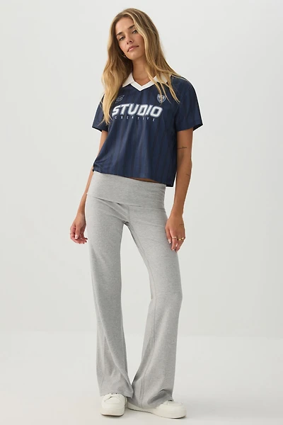 Rib Fold Over Waist Flare Leggings