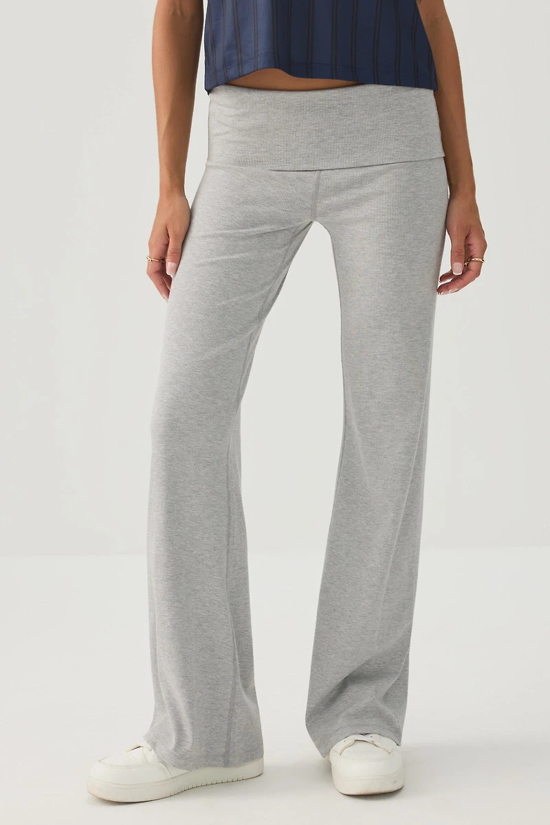Rib Fold Over Waist Flare Leggings
