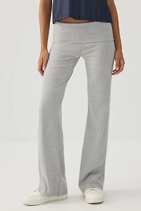 Rib Fold Over Waist Flare Leggings