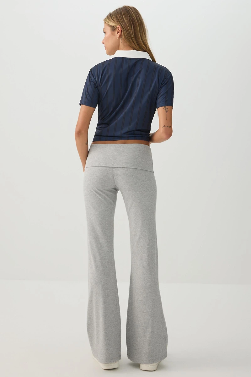 Rib Fold Over Waist Flare Leggings