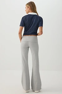 Rib Fold Over Waist Flare Leggings