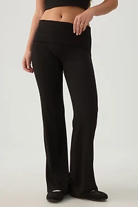 Legging côtelé évasé à taille repliable