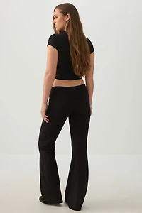 Legging côtelé évasé à taille repliable