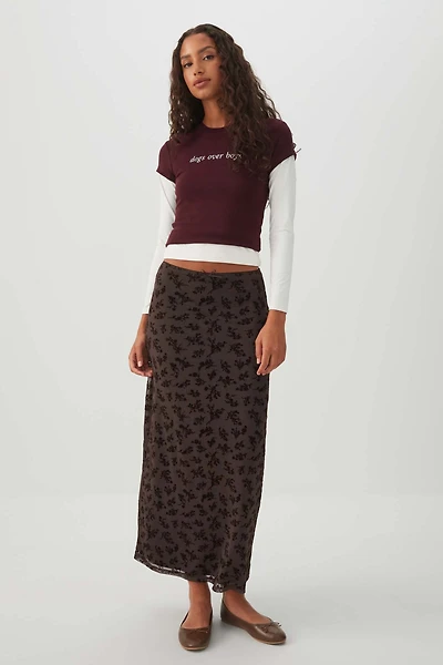 Floral pattern Mesh Maxi Skirt