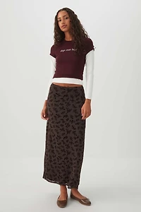 Floral pattern Mesh Maxi Skirt