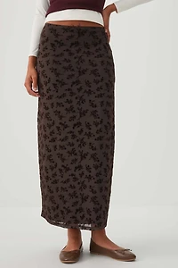Floral pattern Mesh Maxi Skirt