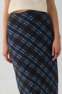 Plaid pattern Mesh Maxi Skirt