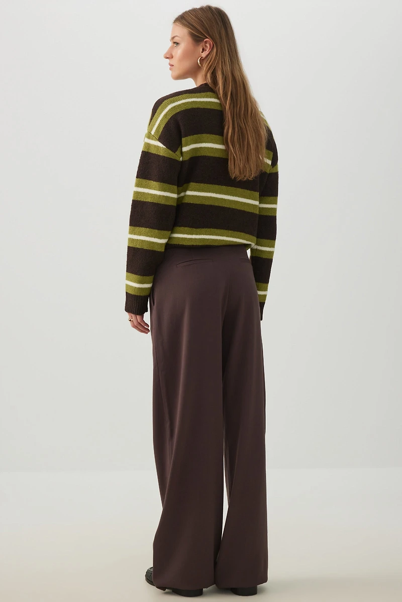 Pantalon à taille mi-haute et jambe large