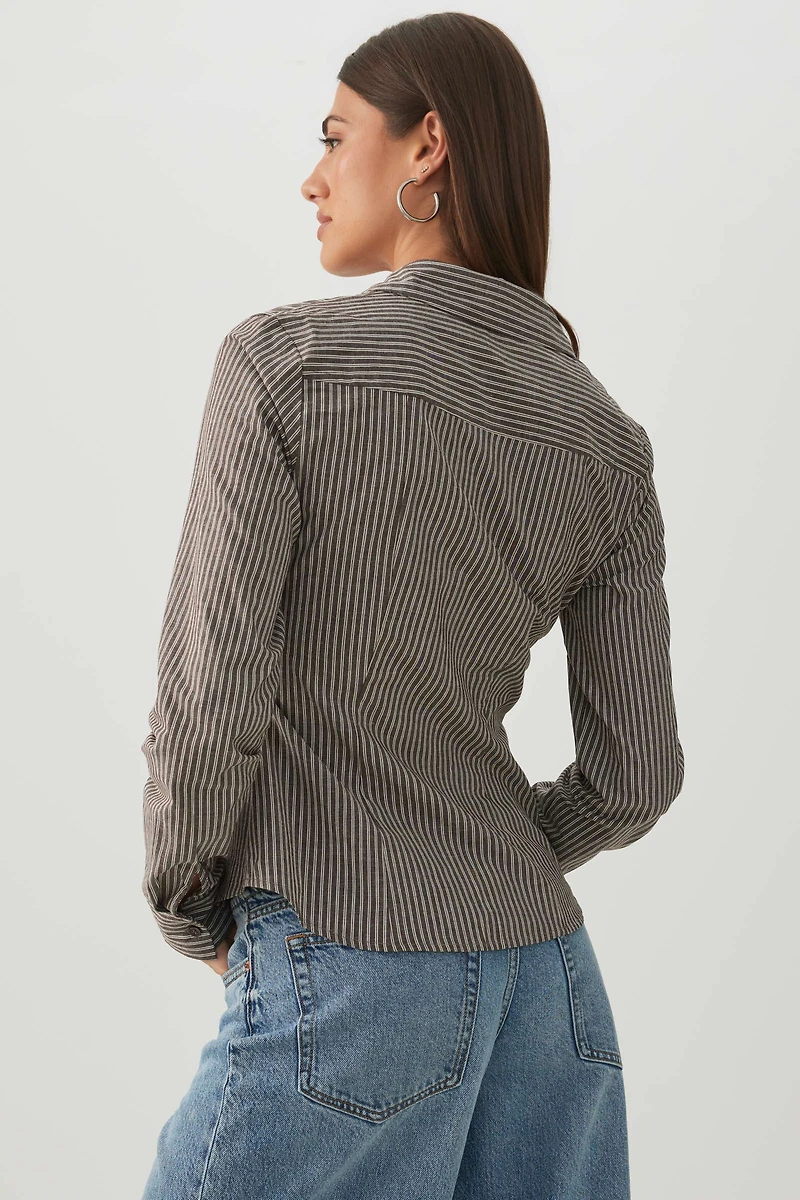 Fitted Striped Button Up Shirt