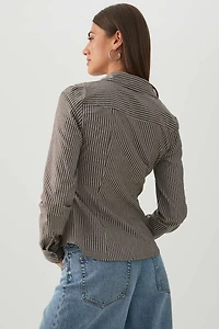 Fitted Striped Button Up Shirt