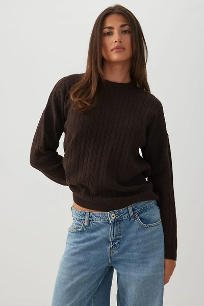 Cable Knit Crew Neck Sweater