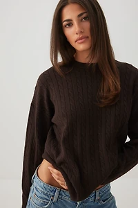 Cable Knit Crew Neck Sweater