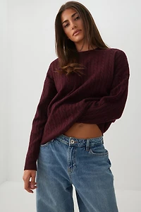 Cable Knit Crew Neck Sweater