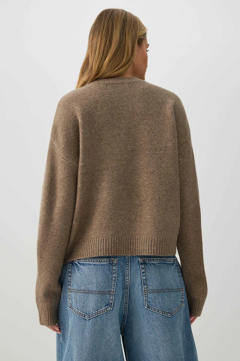 Cropped Crew Neck Sweater