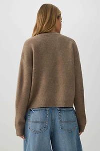 Cropped Crew Neck Sweater