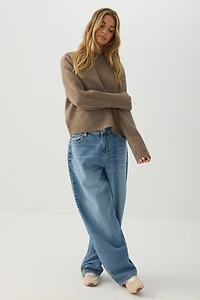 Cropped Crew Neck Sweater