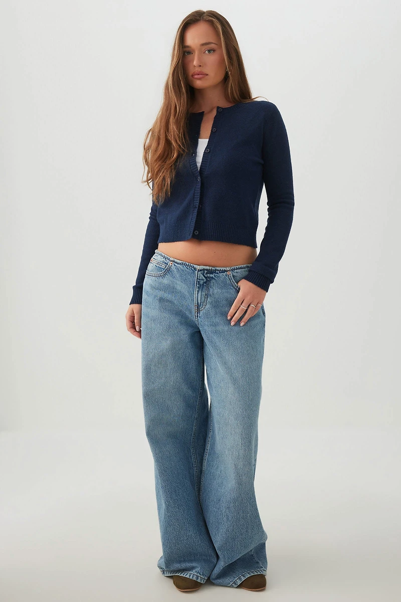 Cardigan boutonné en mélange de laine