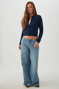 Cardigan boutonné en mélange de laine