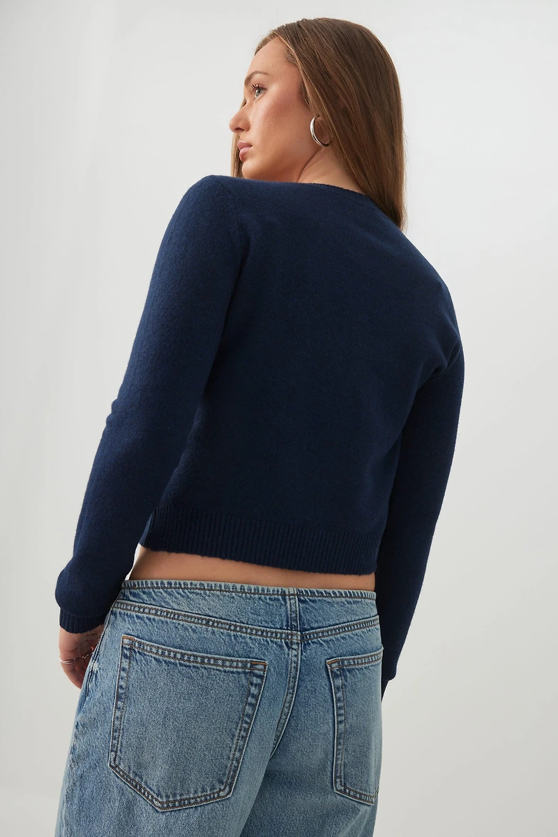 Cardigan boutonné en mélange de laine
