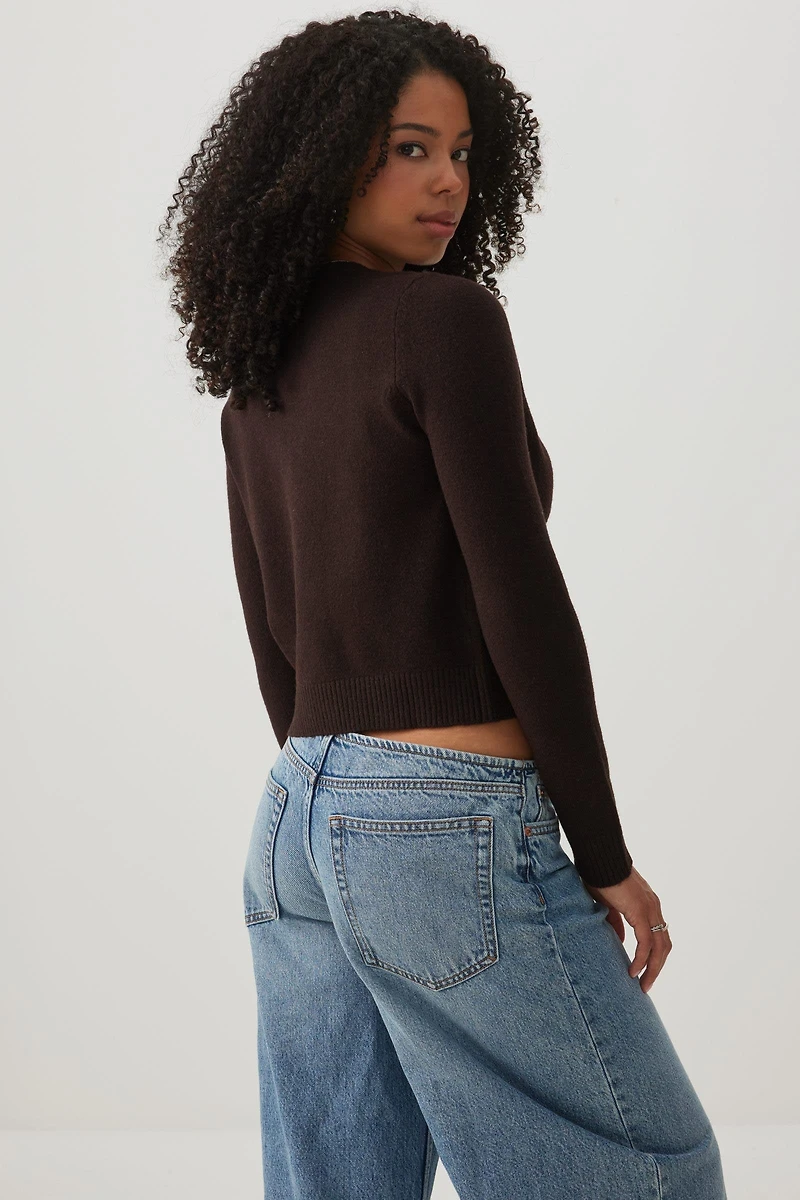 Cropped Button Front Cardigan