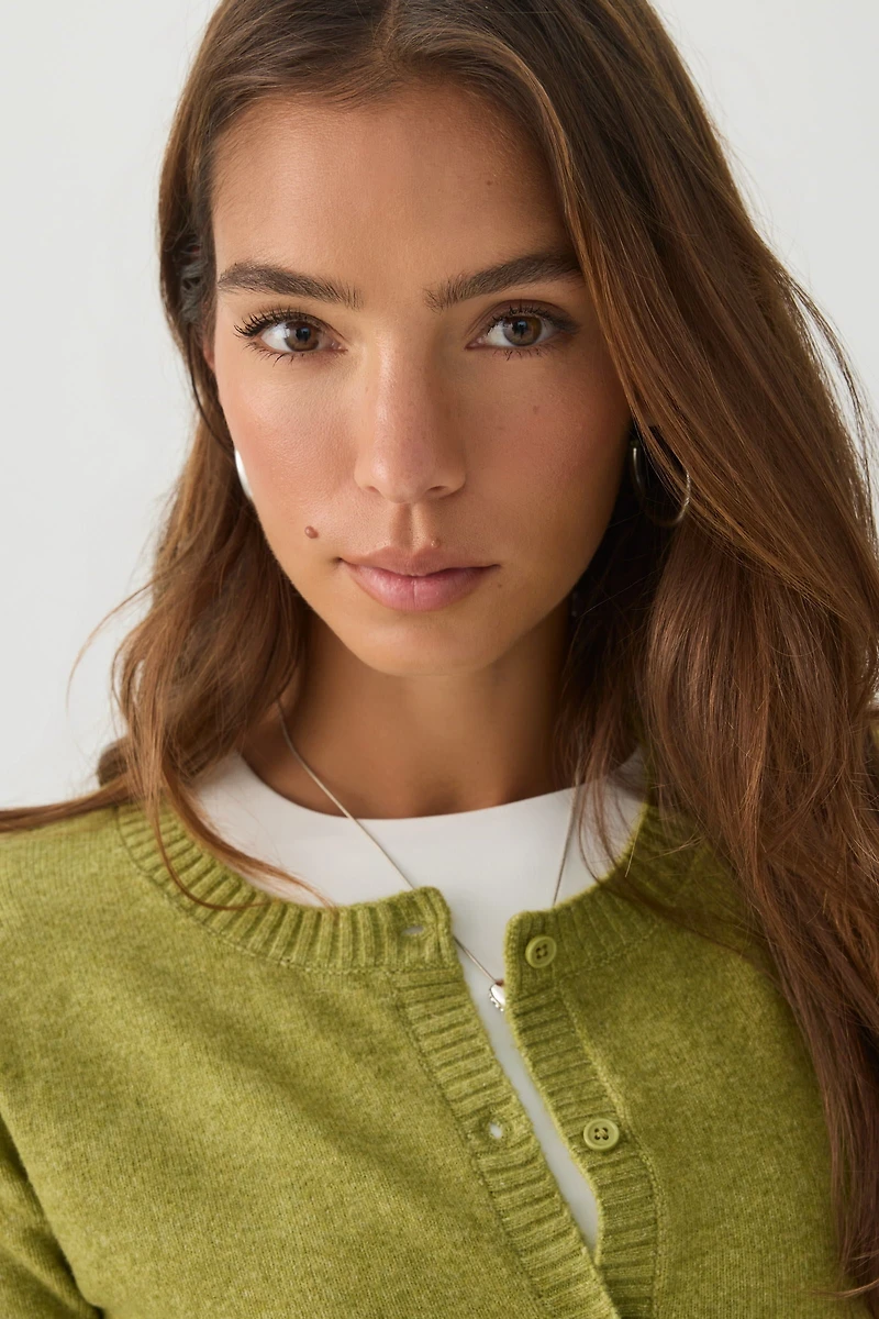 Cropped Button Front Cardigan