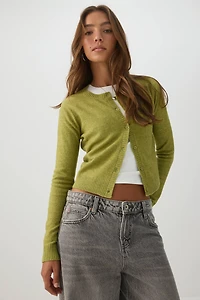 Cropped Button Front Cardigan