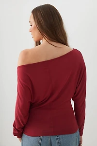 Off Shoulder Cropped Knit Top