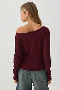 Off Shoulder Cropped Knit Top