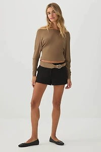 Haut court en tricot à épaules dénudées