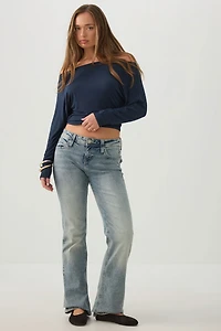Off Shoulder Cropped Knit Top