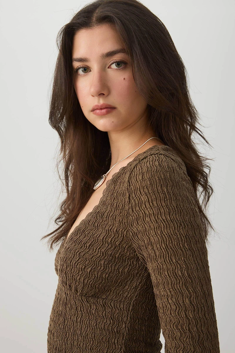 Haut court en tricot texturé