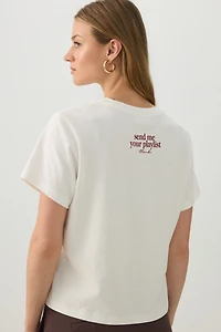 T-shirt court graphique à col rond