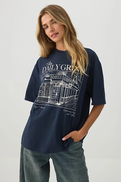 T-shirt graphique ample en coton
