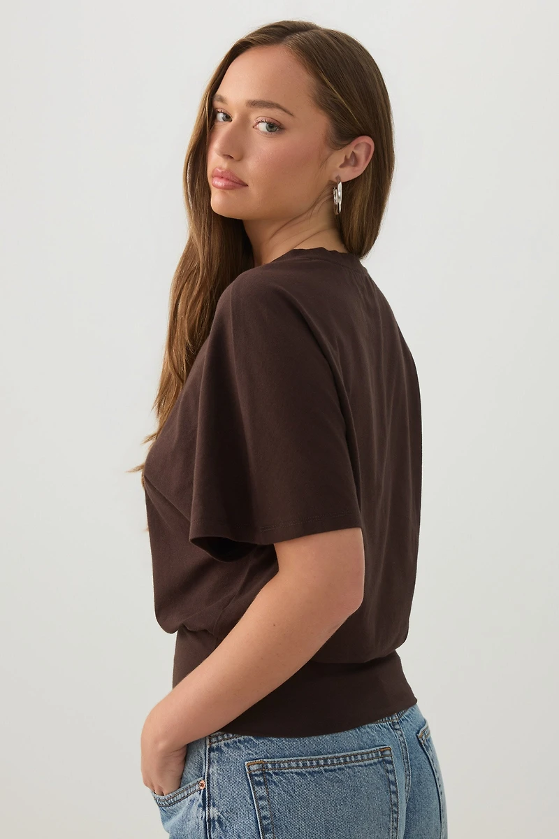 Cropped Batwing Sleeve Top