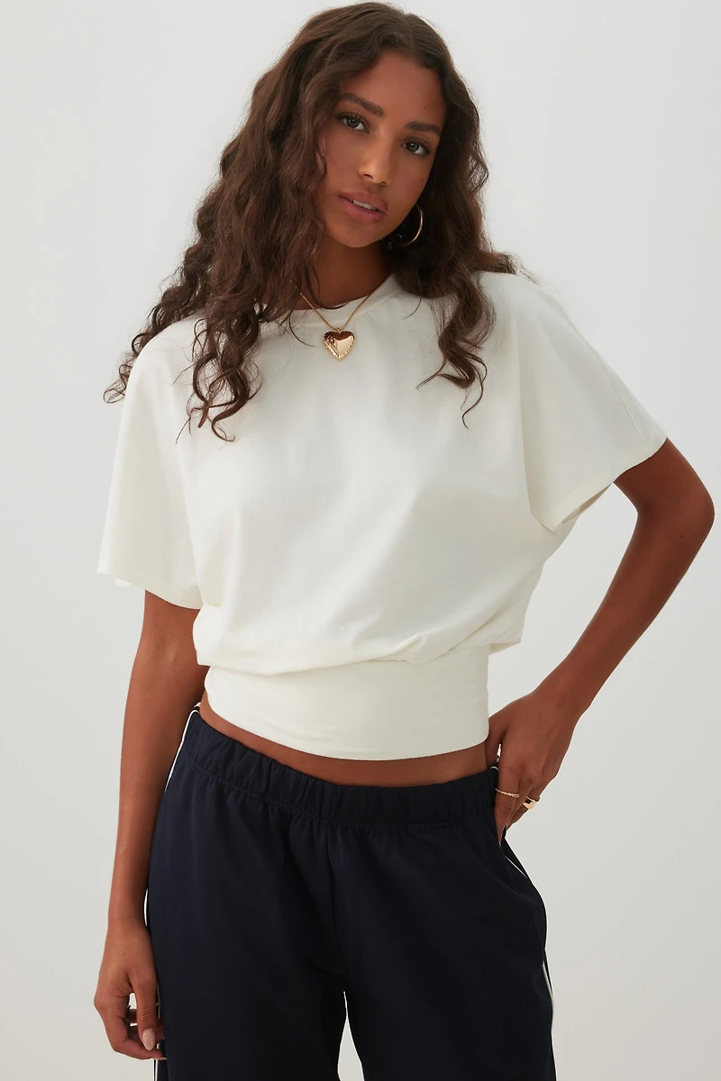 Cropped Batwing Sleeve Top