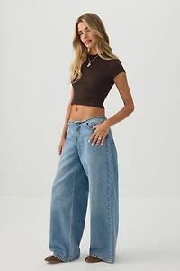 Rib Crew Neck Crop T-Shirt
