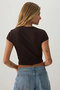 Rib Crew Neck Crop T-Shirt