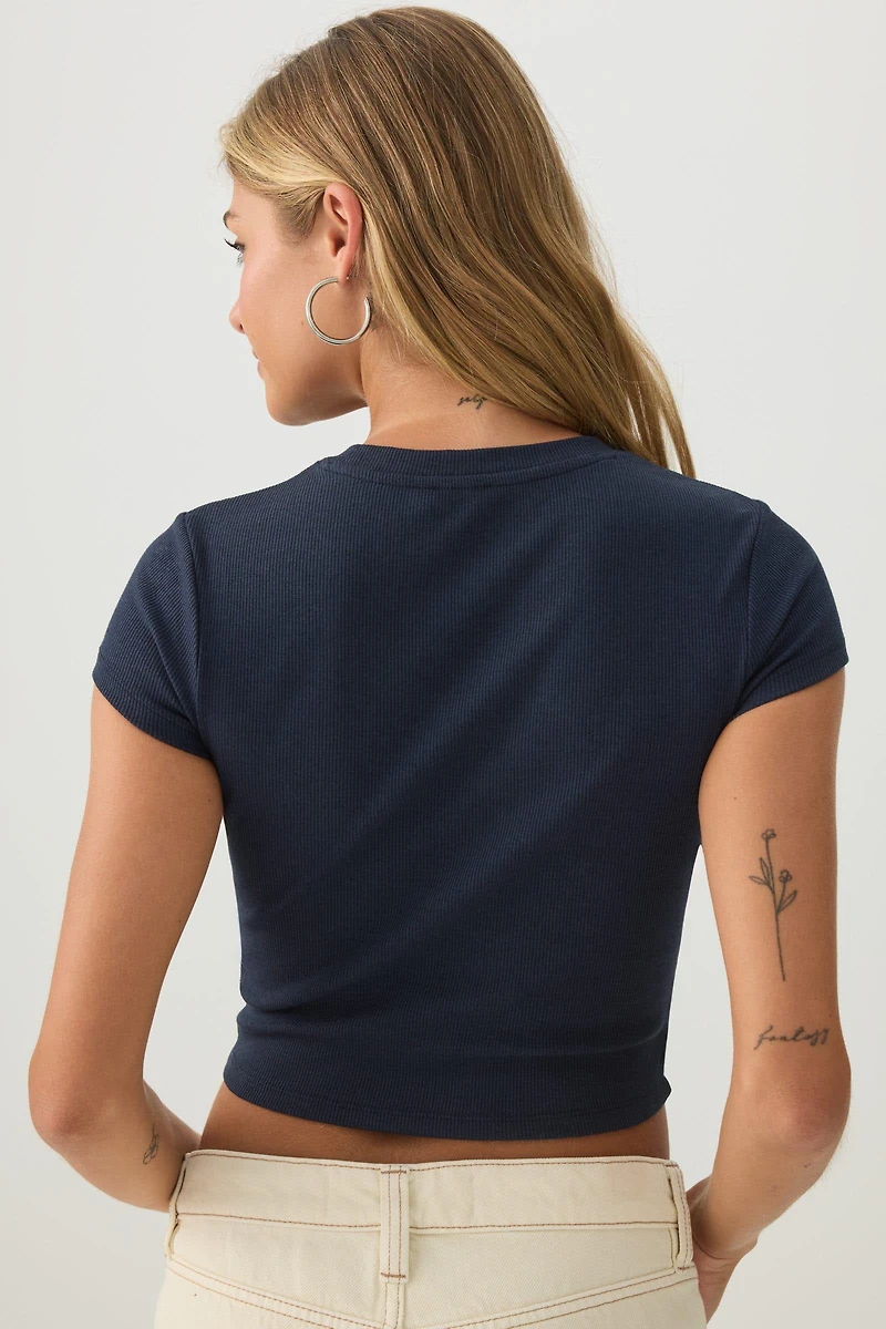 Rib Crew Neck Crop T-Shirt