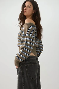 Striped Off Shoulder Sweater