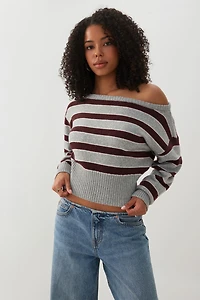 Striped Off Shoulder Sweater