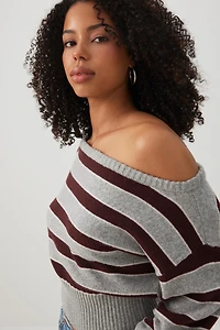 Striped Off Shoulder Sweater