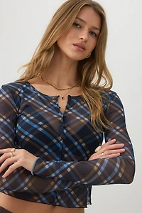Cardigan en maille à carreaux