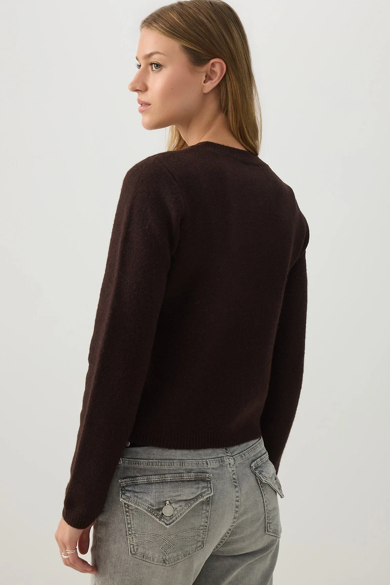 Cropped Button Front Cardigan