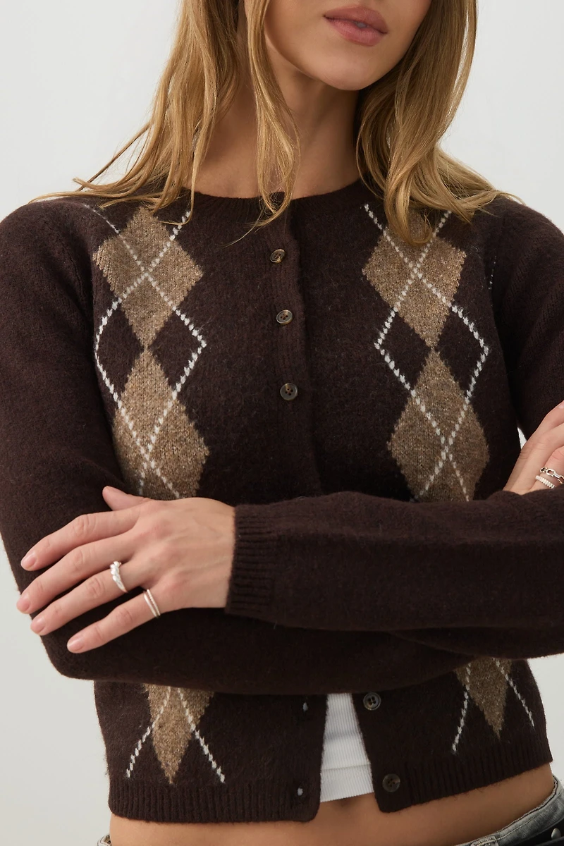 Cropped Button Front Cardigan
