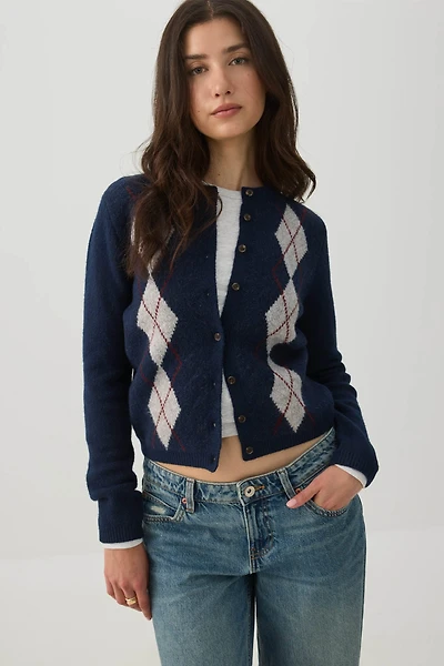 Cropped Button Front Cardigan
