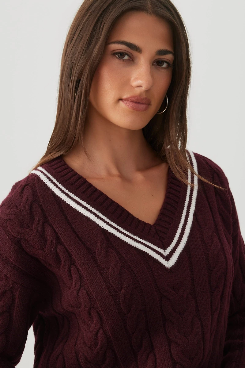 Cable Knit V-Neck Sweater