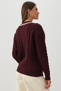 Cable Knit V-Neck Sweater
