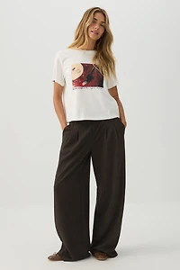 Pantalon en tricot à jambe large avec plis