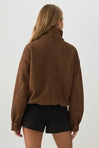 Veste à glissière en faux suède