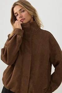 Faux Suede Zip Up Jacket
